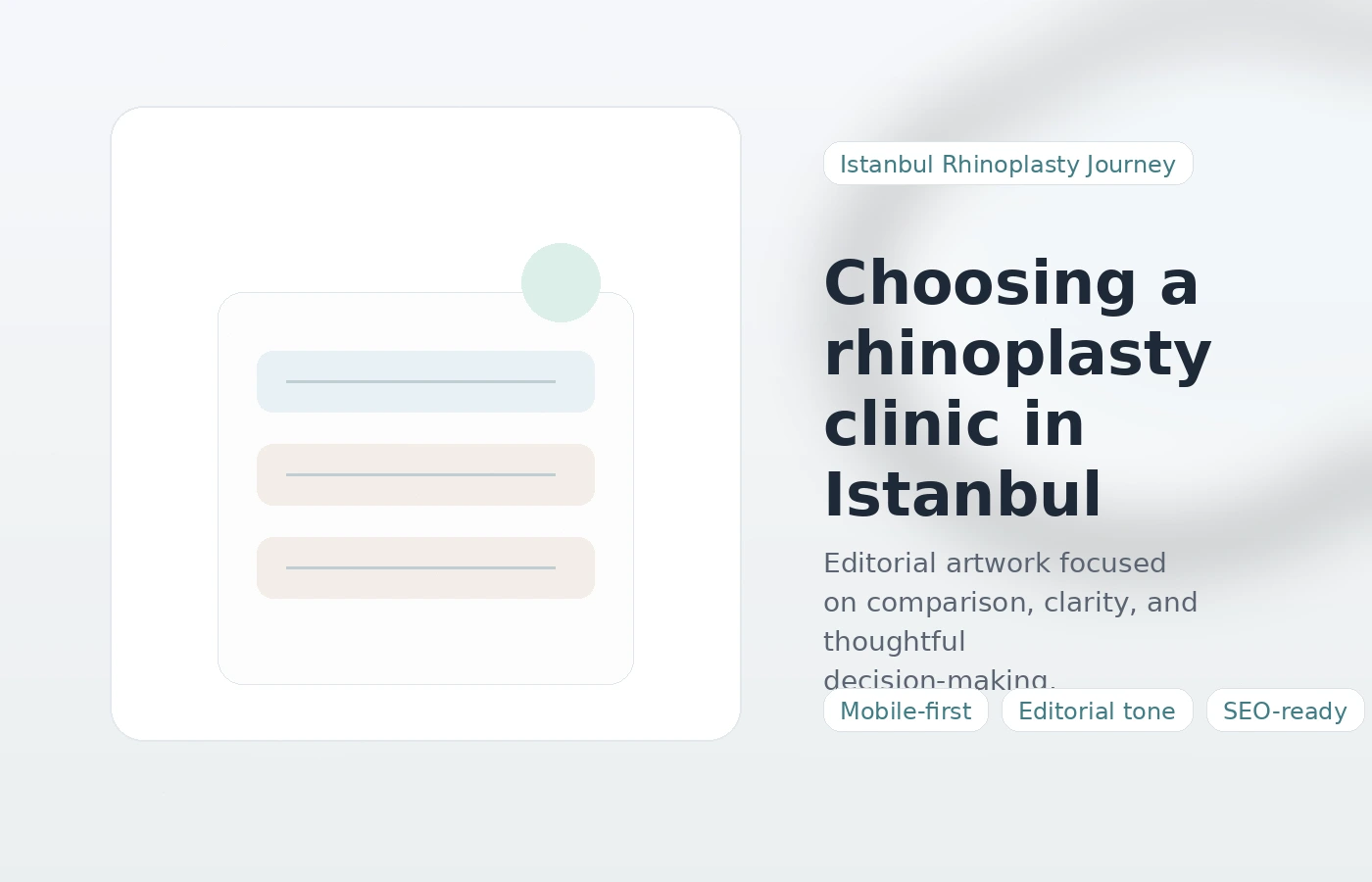 Editorial illustration showing careful research and comparison when choosing a rhinoplasty clinic in Istanbul