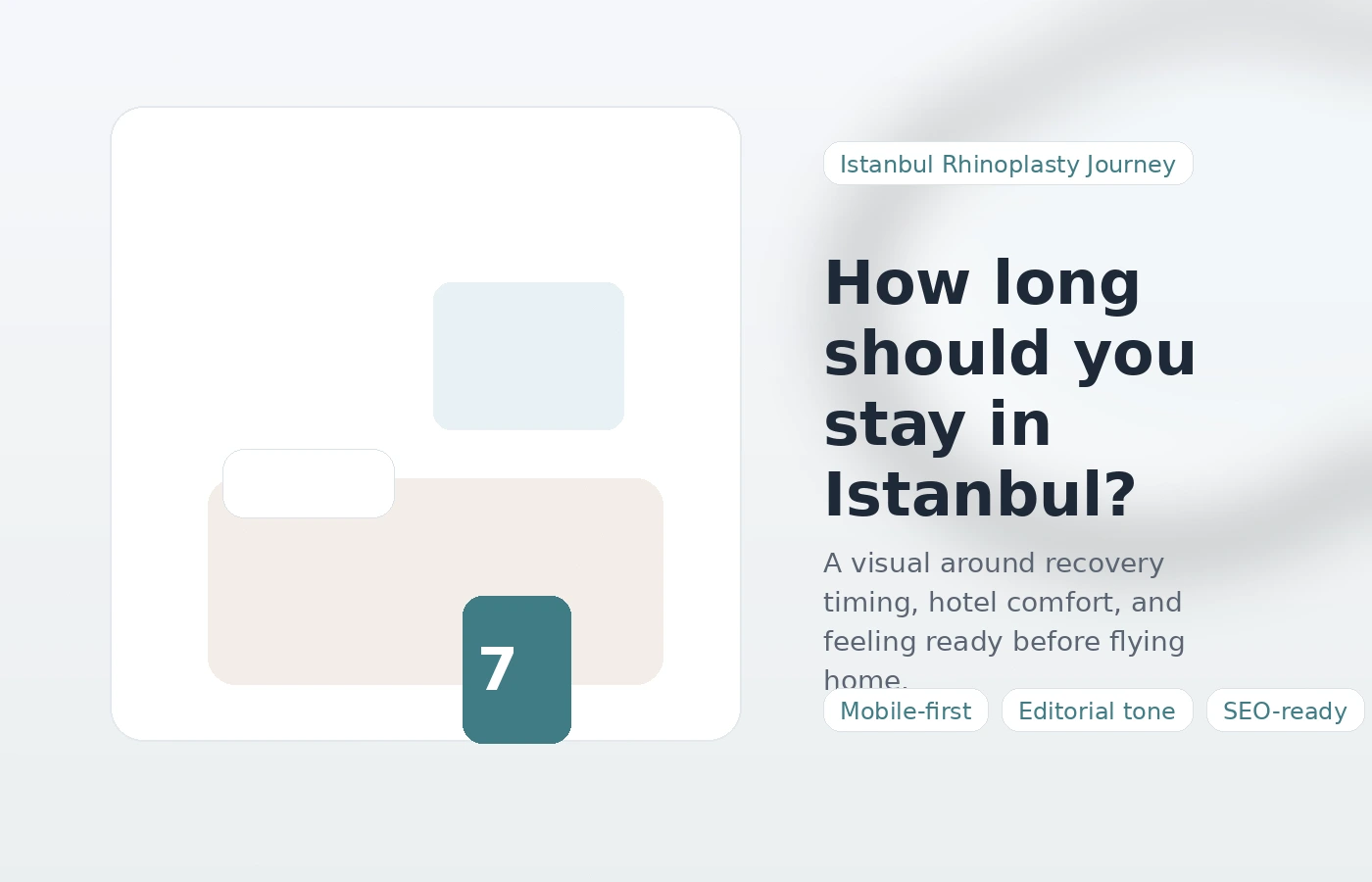 Editorial illustration representing return travel timing after rhinoplasty in Istanbul