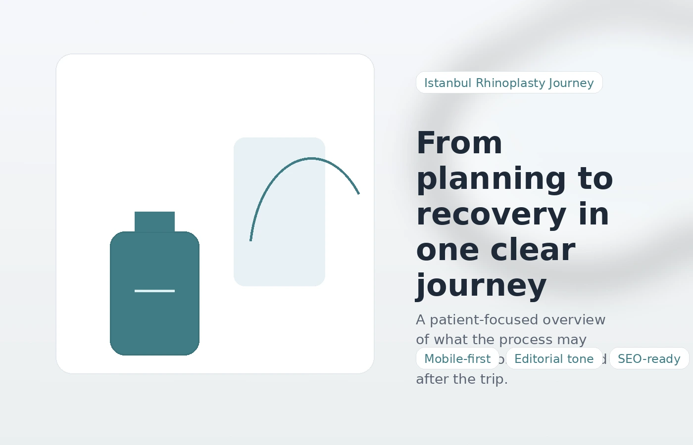 Editorial illustration representing the structure of the Istanbul Rhinoplasty Journey website
